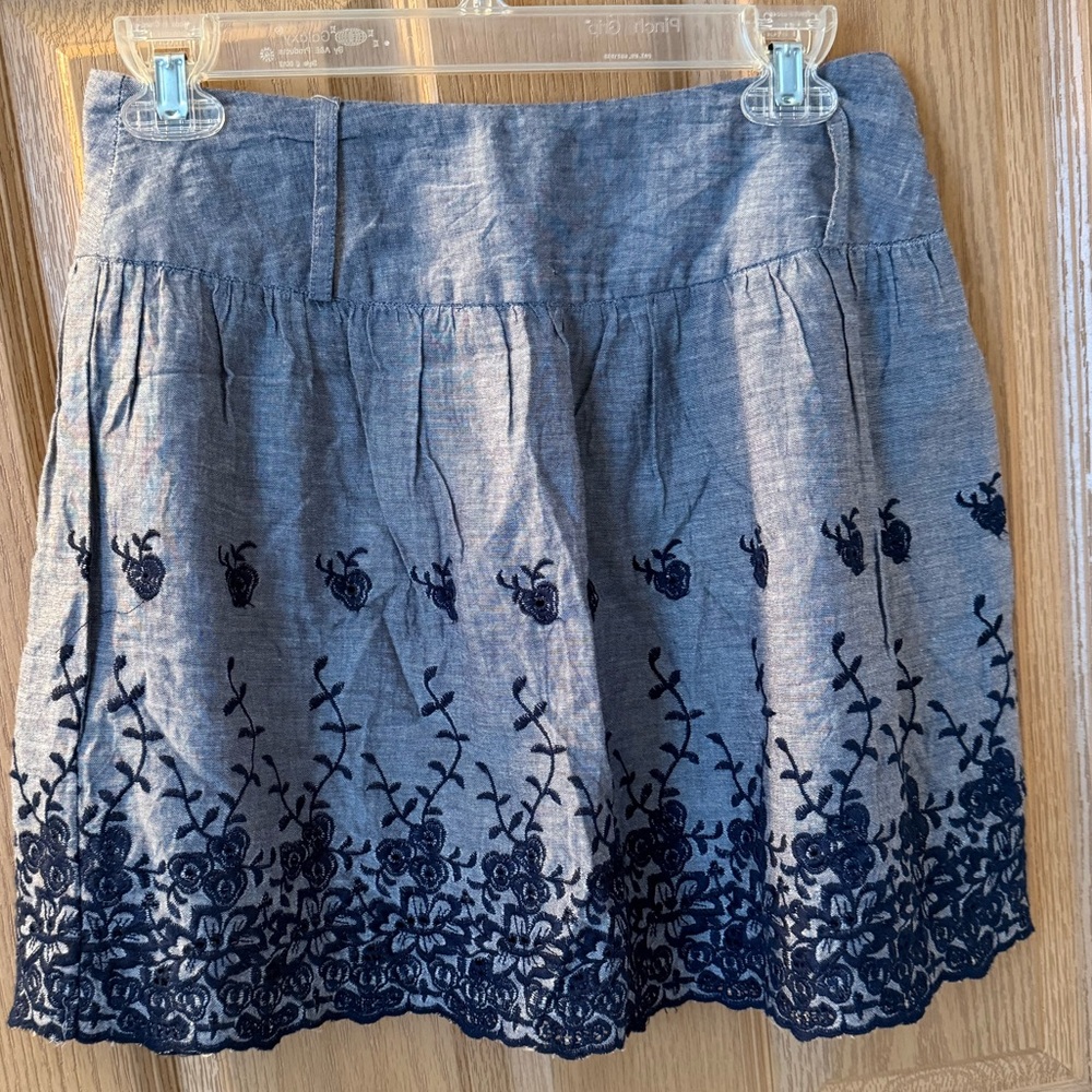 Rue21 Skirt with Navy Floral Embroidery